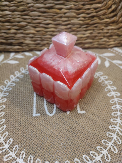 boite à bijoux diamant rouge et blanche résine epoxy