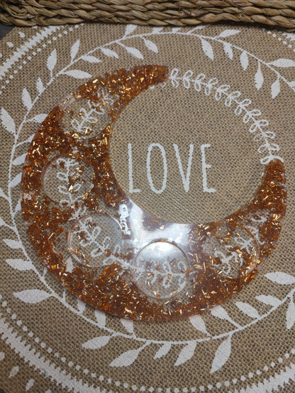 bougeoirs lune cuivré résine epoxy