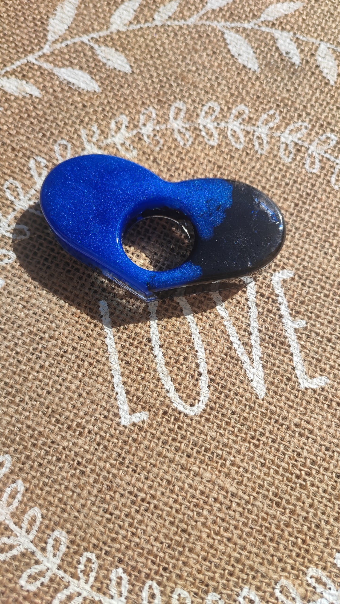 bague de lecture résine bleu feuille noir