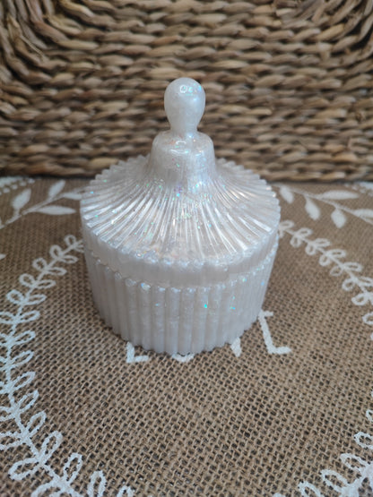 boite à bijoux pion blanche holographique résine epoxy