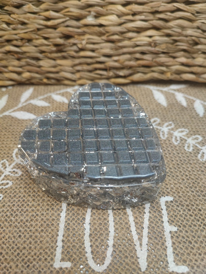 boite à bijoux coeur grise argenté résine epoxy