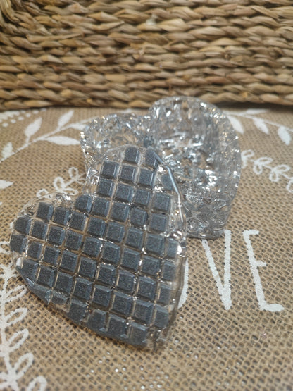 boite à bijoux coeur grise argenté résine epoxy