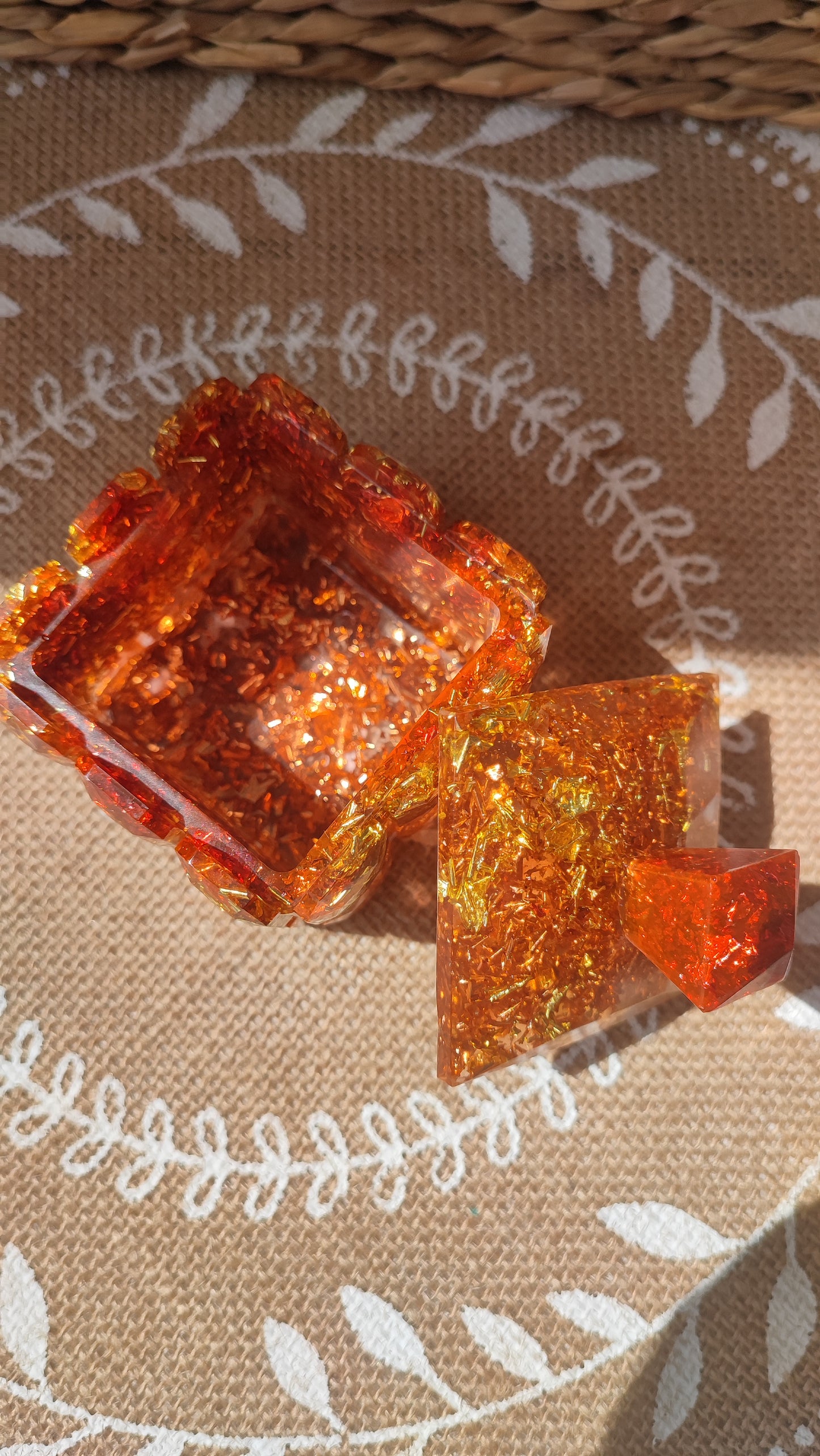 boite à bijoux résine epoxy feuille d'or