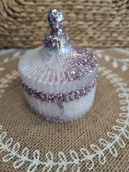 boite à bijoux pion blanche nacré pailleté résine epoxy