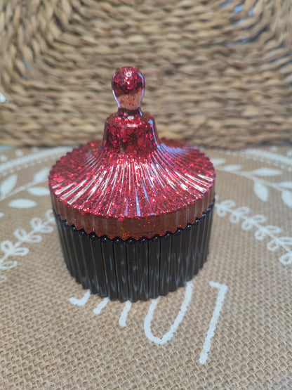 boite à bijoux pion rouge et noir résine epoxy