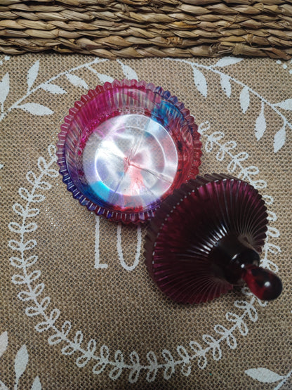 boite à bijoux pion rouge fuchsia bleu transparente résine epoxy