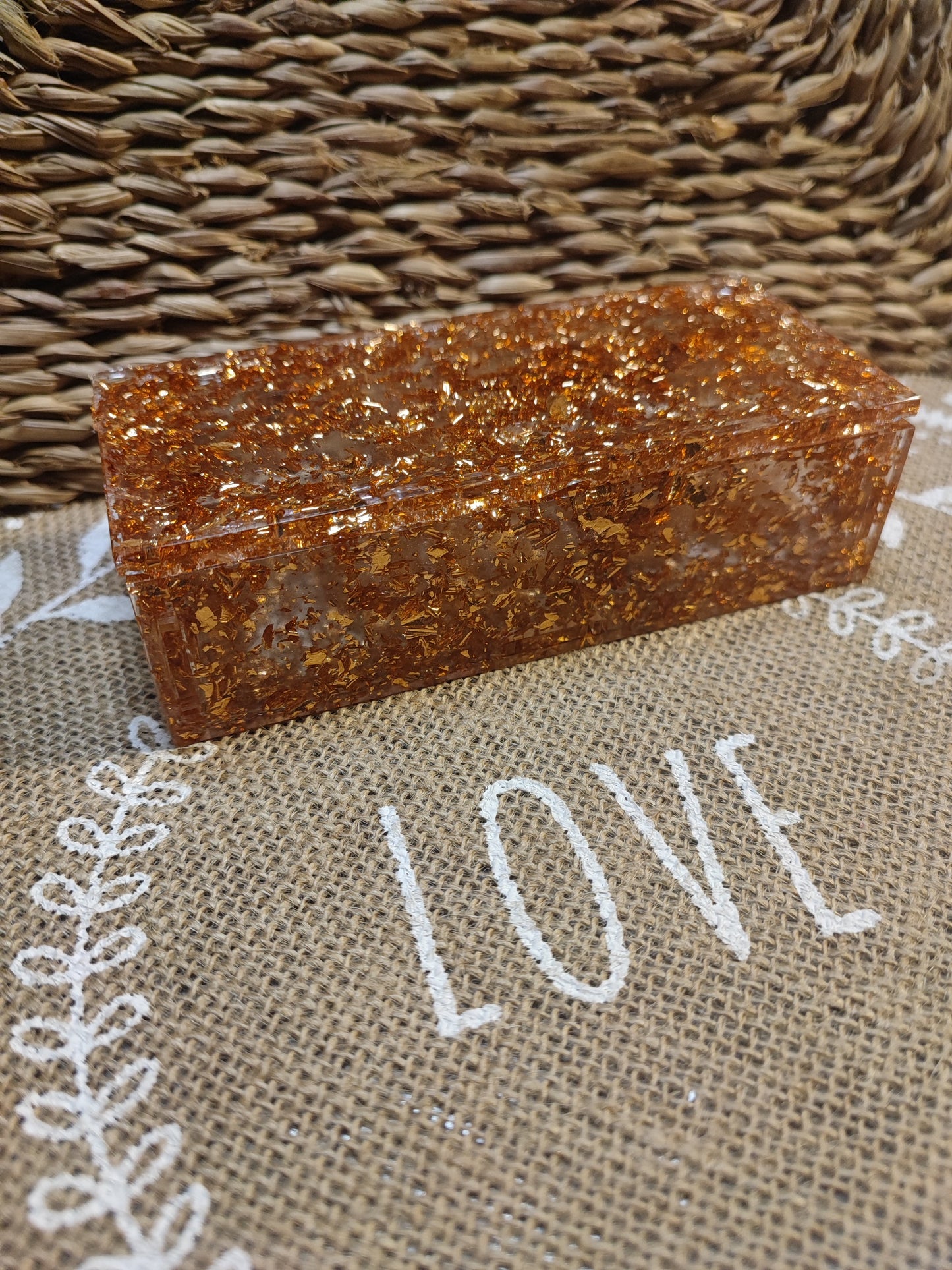 boite de rangement cuivré résine epoxy