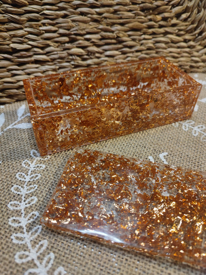 boite de rangement cuivré résine epoxy