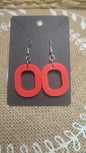 boucles d'oreilles carré arrondi rouge pastèque résine epoxy