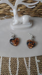 boucles d'oreilles coeur ( petit format ) cuivré et bleu en résine epoxy