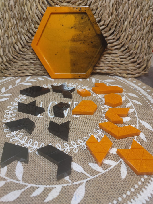 casse tête noir et orange résine epoxy