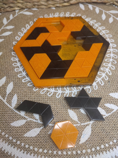 casse tête noir et orange résine epoxy