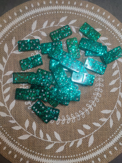 domino green glitter résine epoxy