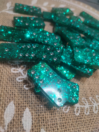 domino green glitter résine epoxy