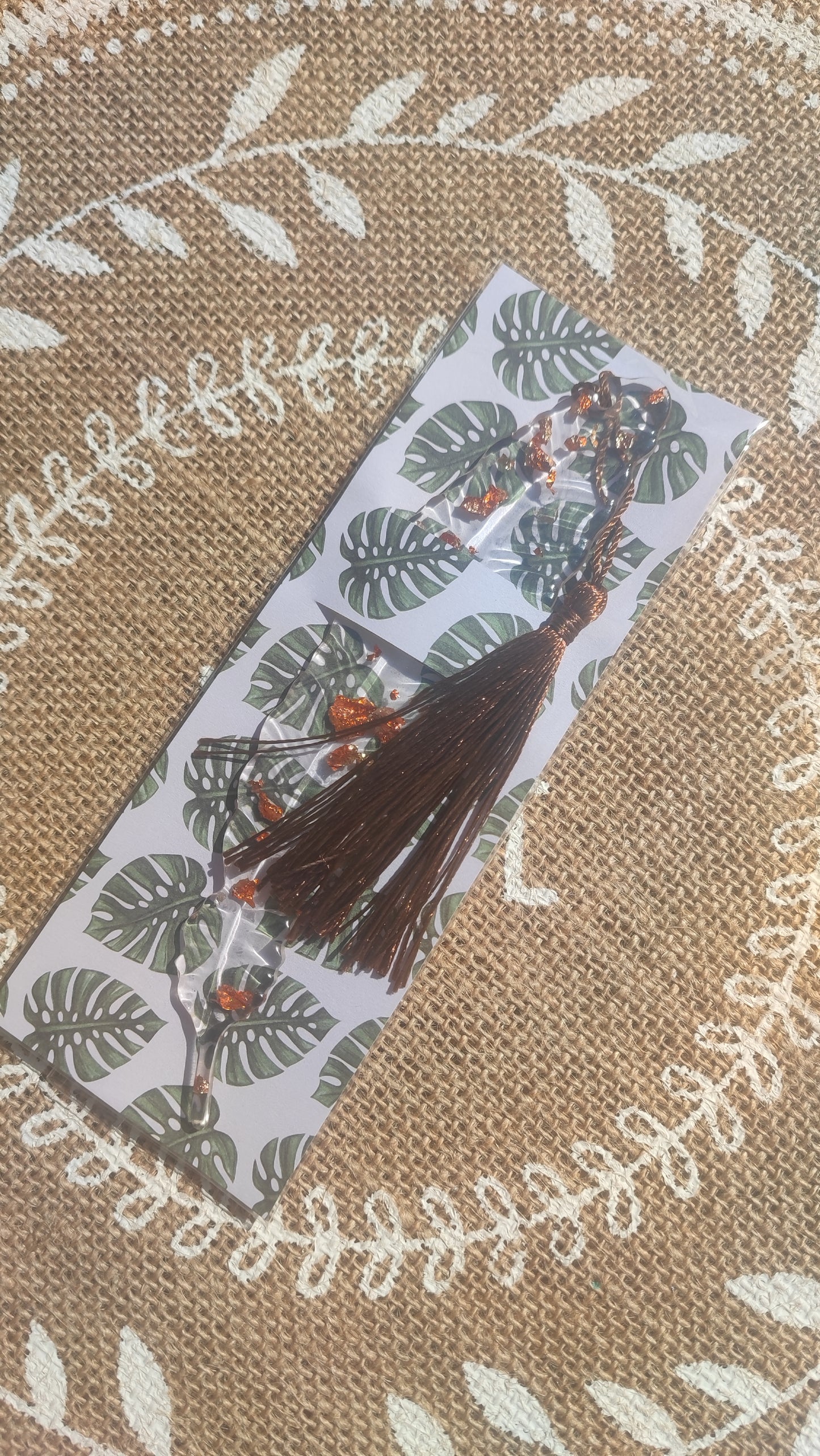 marque pages plume transparent cuivré résine epoxy