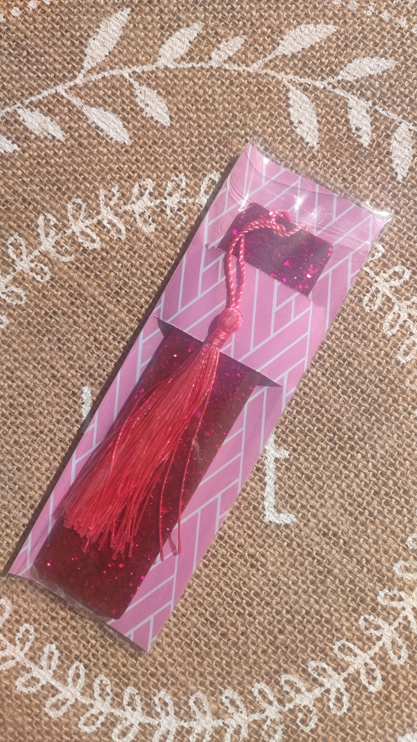 marque pages rouge pailleté résine epoxy