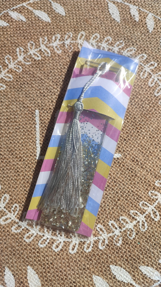 marque pages transparent paillettes argentées résine epoxy