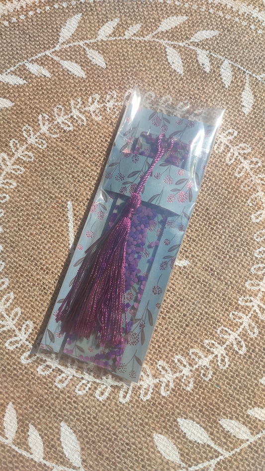 marque pages perlé violet résine epoxy