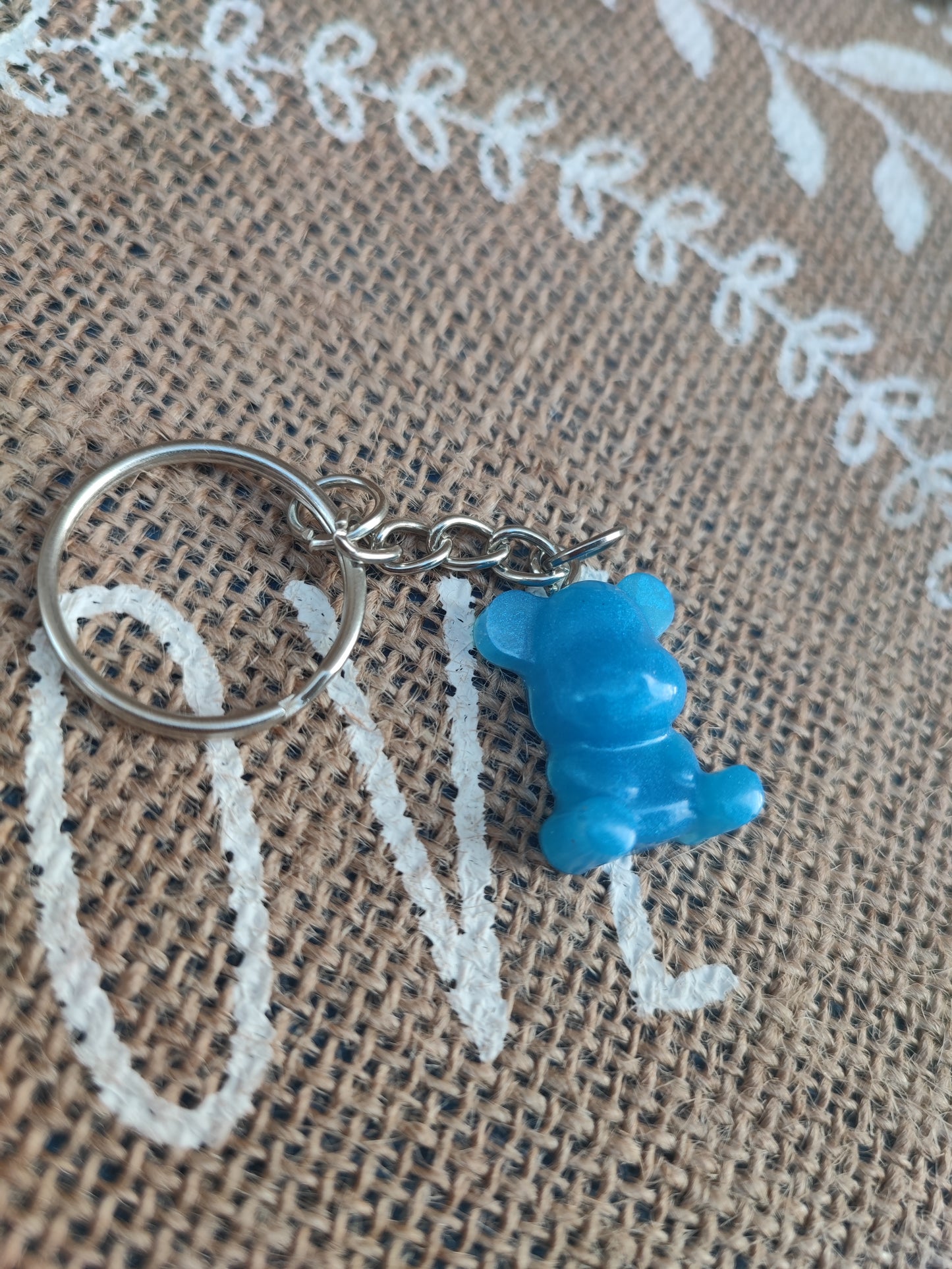 porte clé oursons bleu clair résine epoxy